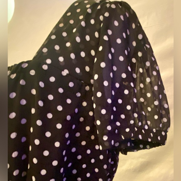 Merona Women’s Cap Sleeve Square Neck Black & White Dot Chiffon Dress XXL - Picture 2 of 8